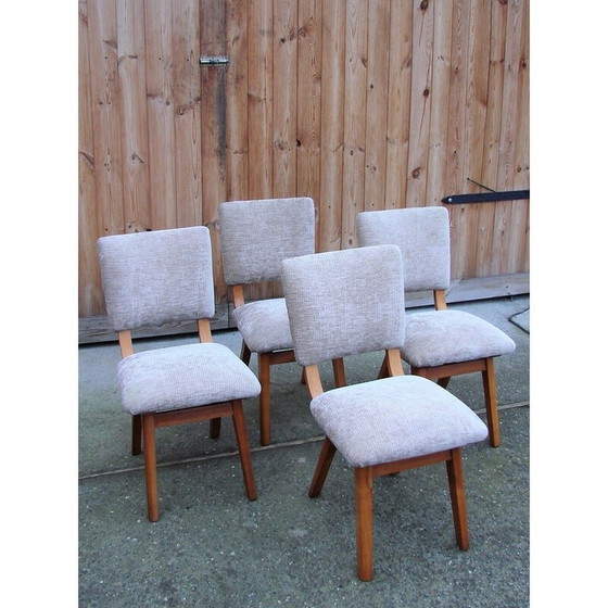 Image 1 of Set of 4 vintage wood and fabric chairs, Denmark 1960s