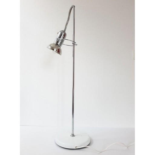 Lampada da architetto vintage in acciaio argentato, 1970