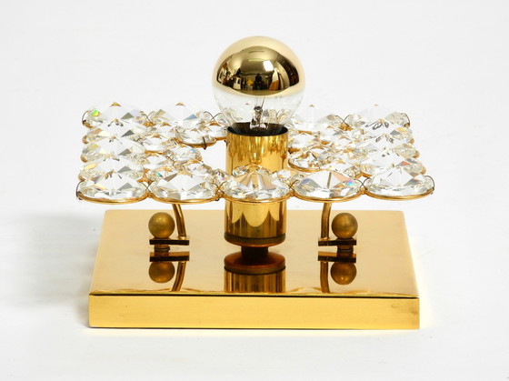 Image 1 of Fantastic small 70s Palwa brass ceiling or wall lamp with faceted crystal stones