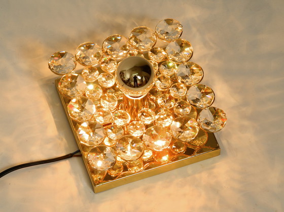 Image 1 of Fantastic small 70s Palwa brass ceiling or wall lamp with faceted crystal stones