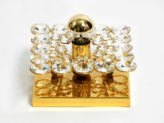 Image 1 of Fantastic small 70s Palwa brass ceiling or wall lamp with faceted crystal stones