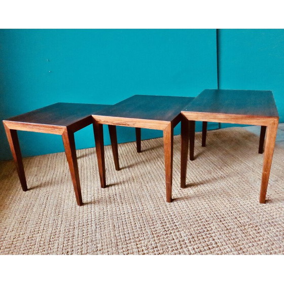 Image 1 of Set of 3 vintage rosewood side tables by Séverin Hansen for Haslev Møbelsnedkeri, Denmark 1965