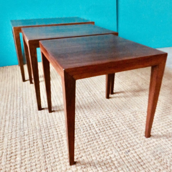 Image 1 of Set of 3 vintage rosewood side tables by Séverin Hansen for Haslev Møbelsnedkeri, Denmark 1965