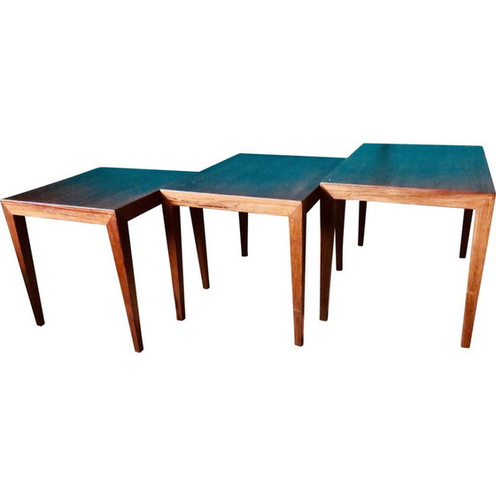 Image 1 of Set of 3 vintage rosewood side tables by Séverin Hansen for Haslev Møbelsnedkeri, Denmark 1965