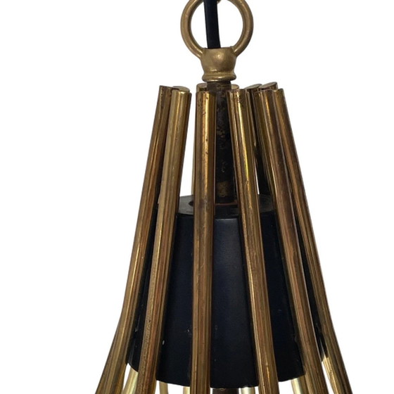 Image 1 of Vintage 50’s MCM Ceiling light - In the style of Stilnovo - XL chandelier - Restored / Polished - 12 bulbs