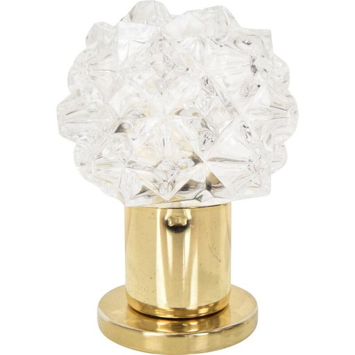 Vintage glass and brass table lamp by Kamenicky Senov, Czechoslovakia 1960