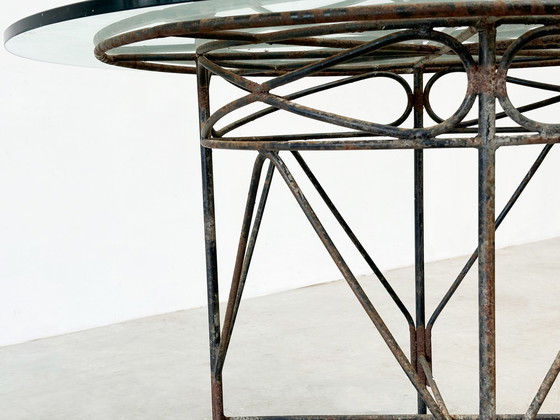 Image 1 of 1970's French cast iron outdoor dining table