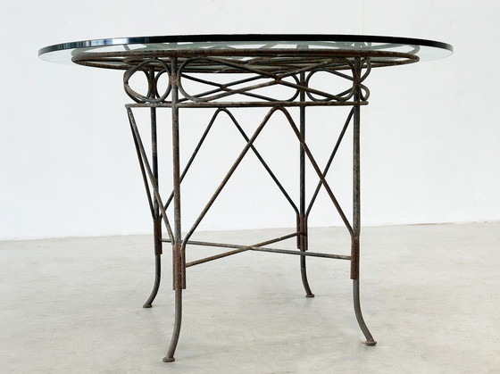 Image 1 of 1970's French cast iron outdoor dining table