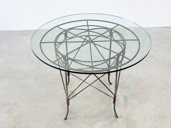 Image 1 of 1970's French cast iron outdoor dining table