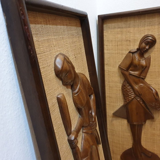 Image 1 of Pair of vintage teak photos from the Far East