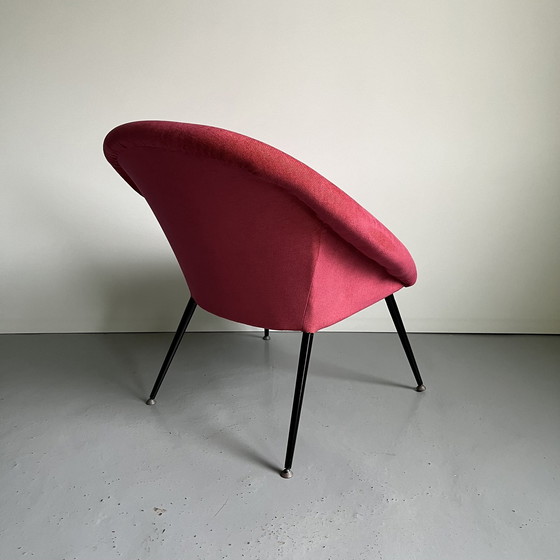 Image 1 of 1970S Lounge Chair In Pink Fabric With Black Metal Legs