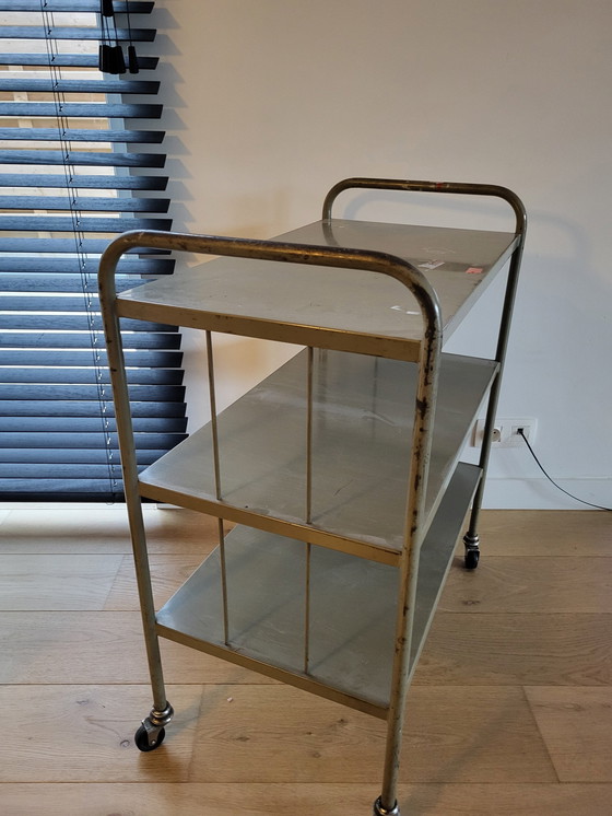 Image 1 of Metal Trolley Or Serving Cart Industrial, Tubax Nv, 1960s, Belgian