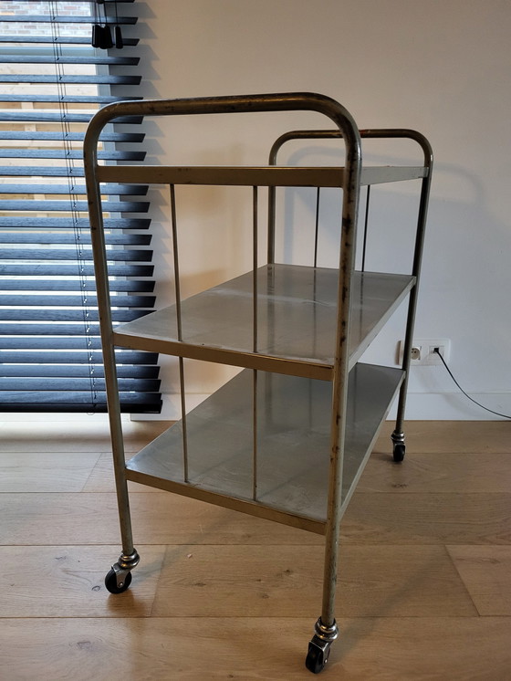 Image 1 of Metal Trolley Or Serving Cart Industrial, Tubax Nv, 1960s, Belgian