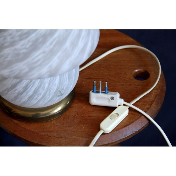 Image 1 of Vintage Bianca Swirl Murano Mushroom Lamp by Murano Vetri Italy 1970s