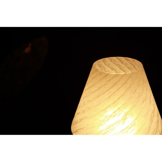 Image 1 of Vintage Bianca Swirl Murano Mushroom Lamp by Murano Vetri Italy 1970s