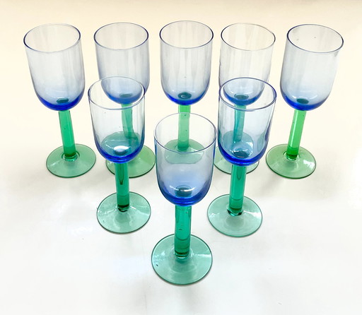 Set Of 8 Handcrafted Glass