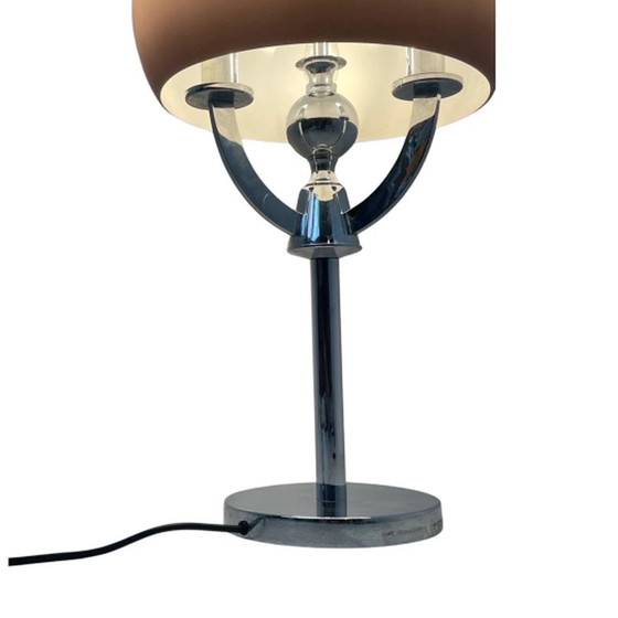 Image 1 of Mushroom table lamp - Pink acrylic shade - Chrome base and multiple sockets