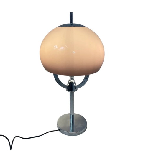Mushroom table lamp - Pink acrylic shade - Chrome base and multiple sockets