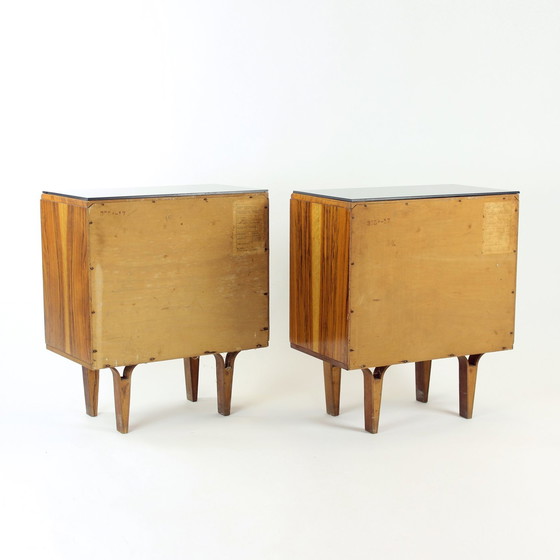 Image 1 of Midcentury Bedside Tables With Black Glass Top, Novy Domov, Czechoslovakia 1960S