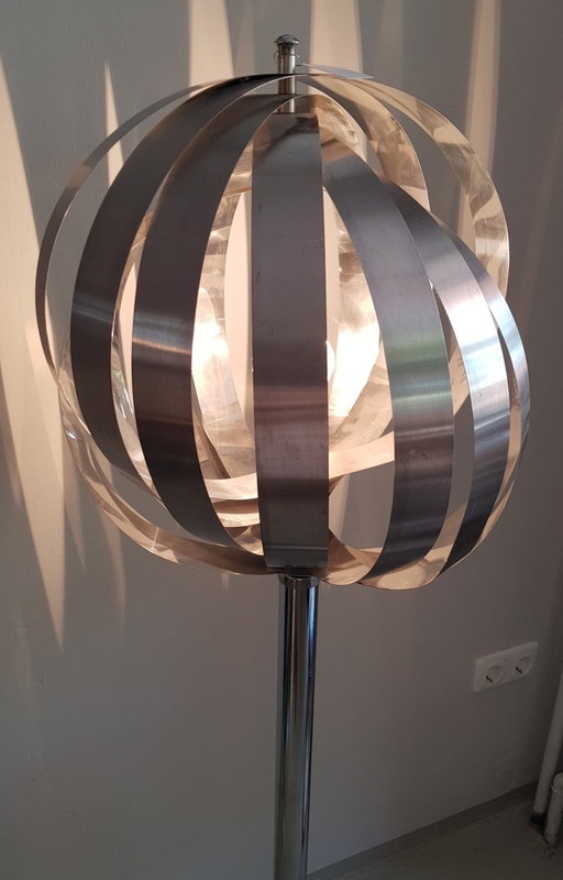 Chrome Moon Floor Lamp By Henri Mathieu