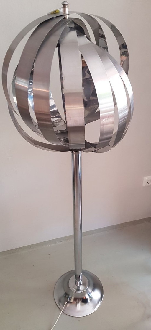 Chrome Moon Floor Lamp By Henri Mathieu