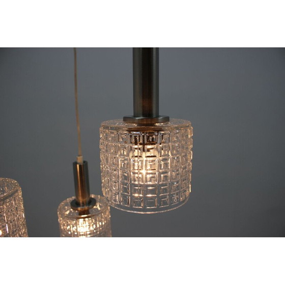 Image 1 of Vintage chrome glass chandelier, Germany 1970