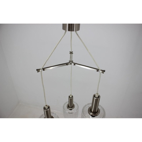 Image 1 of Vintage chrome glass chandelier, Germany 1970