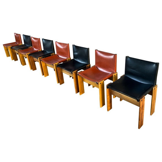 Image 1 of Set of 8 vintage Monk chairs by Afra and Tobia Scarpa for Molteni, Italy 1973