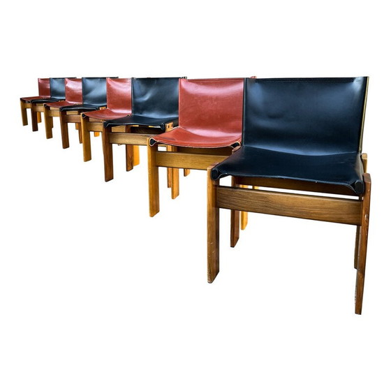 Image 1 of Set of 8 vintage Monk chairs by Afra and Tobia Scarpa for Molteni, Italy 1973