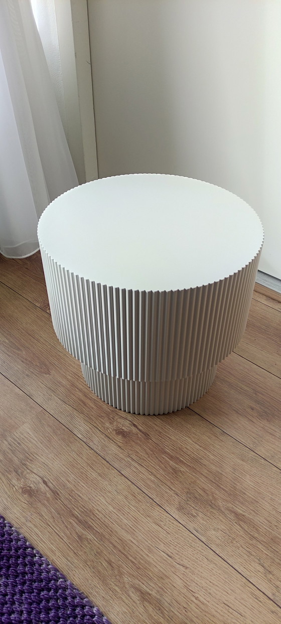 Image 1 of Modern Round Beige Wooden Side Table