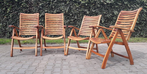 4 Popular Teak standing chairs, folding