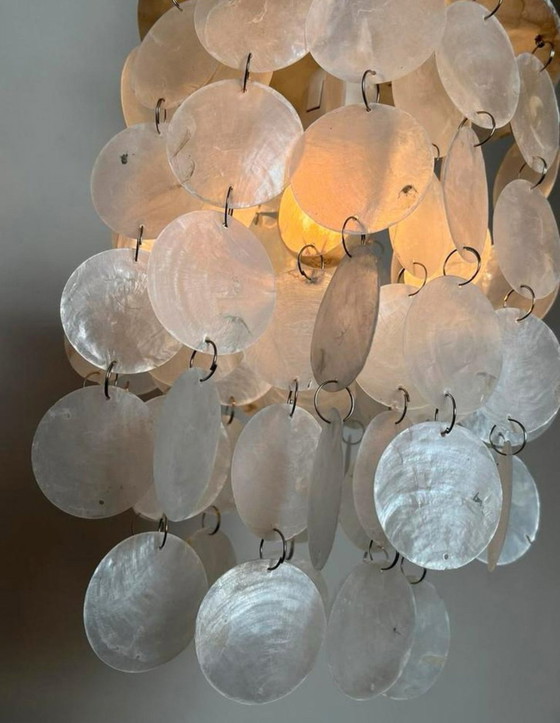 Image 1 of Set Of 2 Capiz Shell Lamps Pearl Opaline Shell