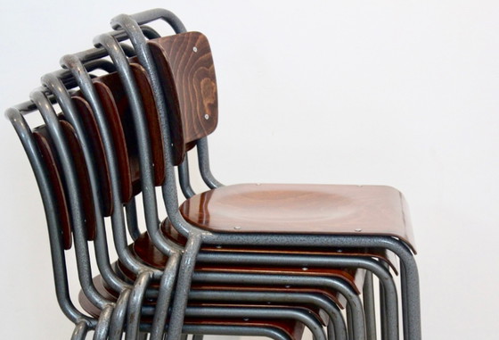 Image 1 of Stock of ‘TH-Delft’ Industrial Plywood Chairs by W.H. Gispen, 16pcs