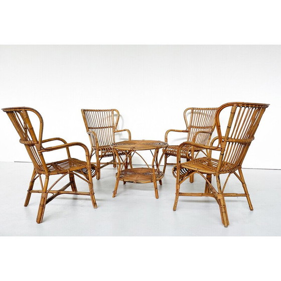 Image 1 of Vintage rattan living room set, Italy 1970