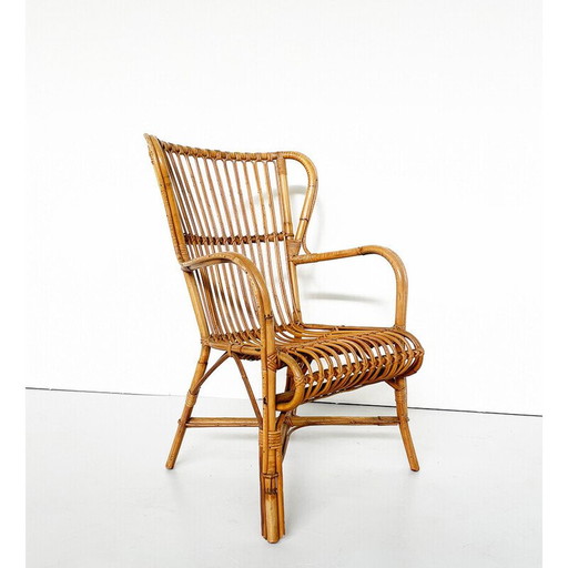 Set da soggiorno vintage in rattan, Italia 1970