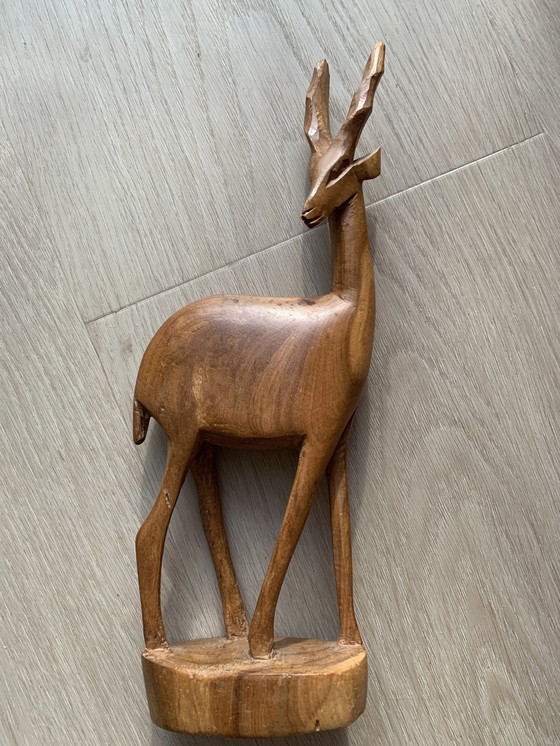 Image 1 of Wooden Deer Statue