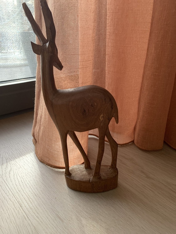 Image 1 of Wooden Deer Statue