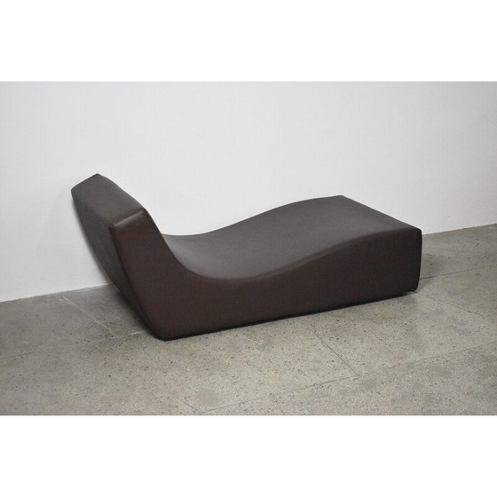 Image 1 of Vintage brown leather chaise longue by Viccarbe, Spain