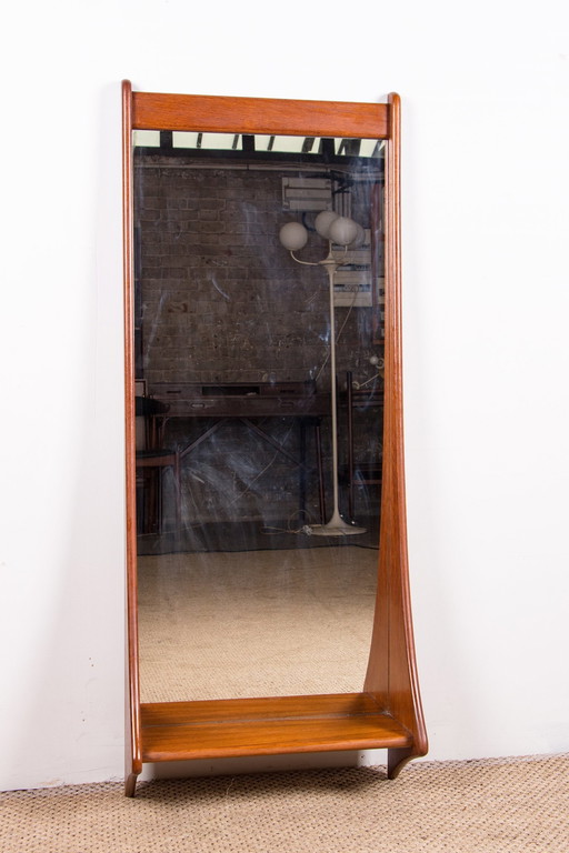 Large Danish Teak Wall Mirror by Pedersen & Hansen 1960.