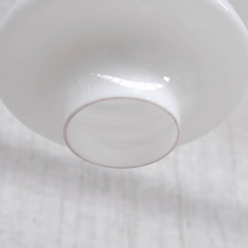 Vintage opaline and brass French pendant lamp, 1930s