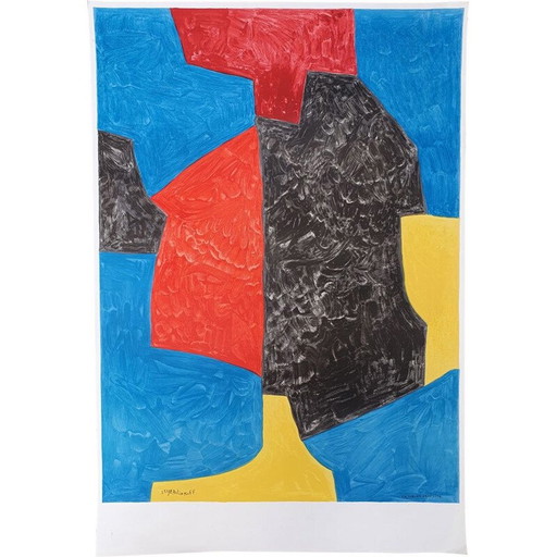 Litografía antigua de Serge Poliakoff, 1965
