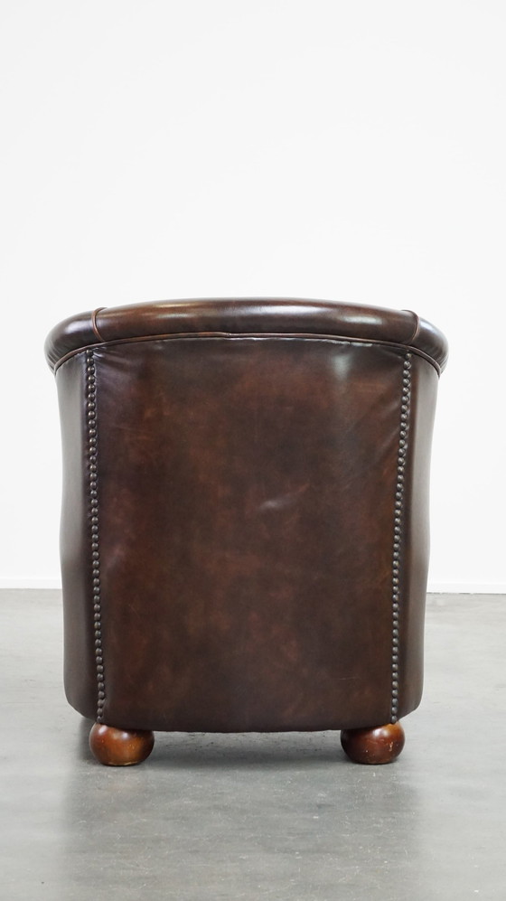 Image 1 of Beef Leather Club Chair With Spherical Legs