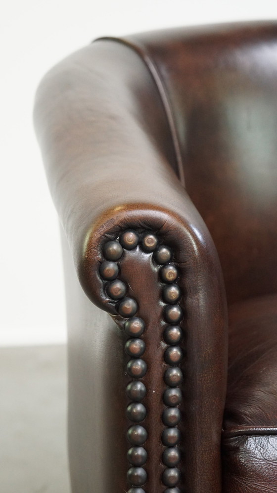 Image 1 of Beef Leather Club Chair With Spherical Legs