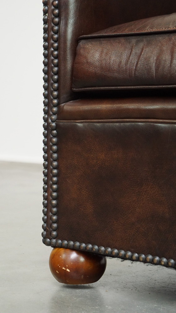 Image 1 of Beef Leather Club Chair With Spherical Legs