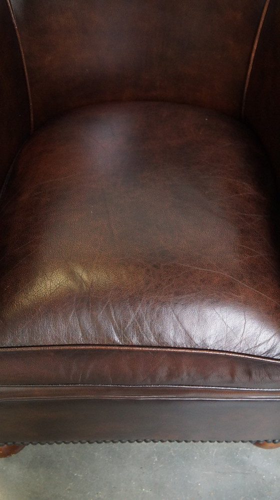 Image 1 of Beef Leather Club Chair With Spherical Legs