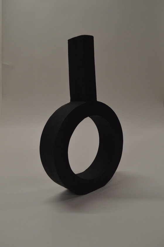 Image 1 of Black Tall Vase, Opening In The Middle