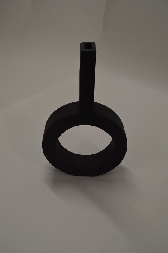 Image 1 of Black Tall Vase, Opening In The Middle