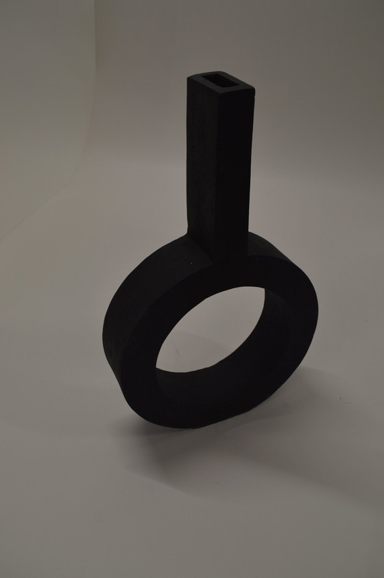 Image 1 of Black Tall Vase, Opening In The Middle