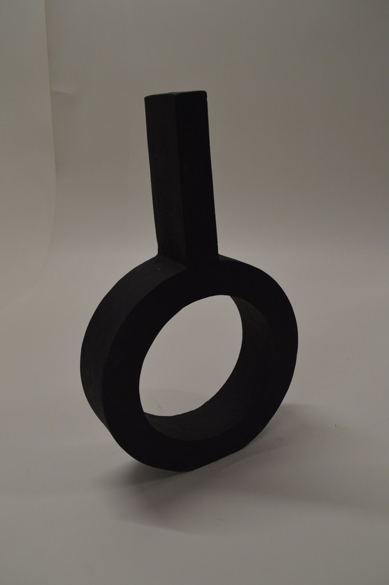 Image 1 of Black Tall Vase, Opening In The Middle