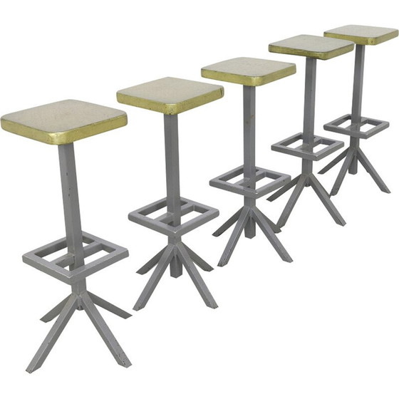 Image 1 of Set of 5 vintage industrial bar stools, 1970